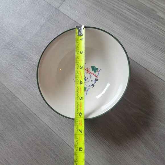 Pfaltzgraff Snow Villiage Snowman Bowls Set Of 3 Holiday Themed 6" Diameter Porc - Picture 5 of 5